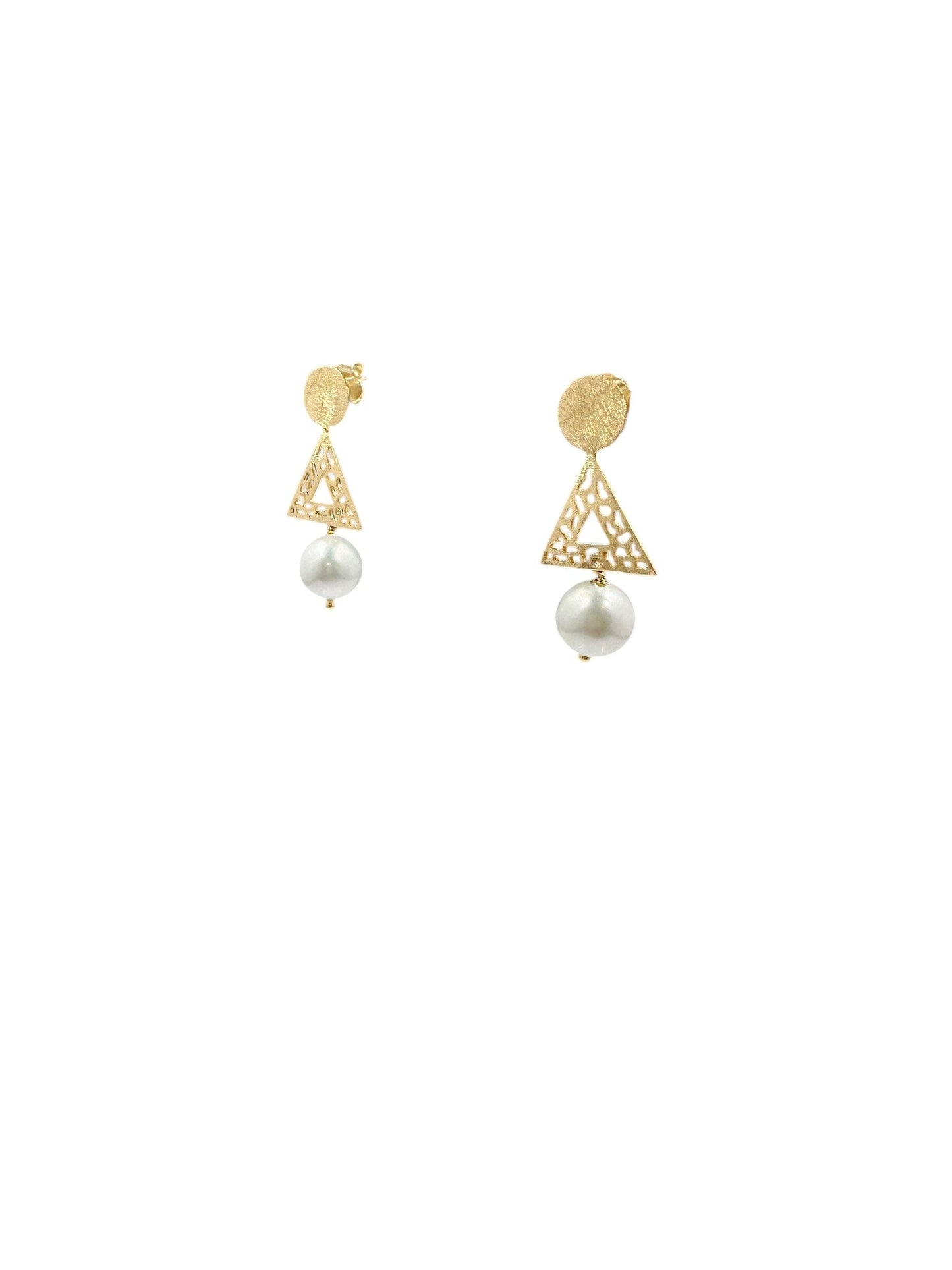 Gold Triangle Pearl Earrings Earrings Trendzio Jewelry 