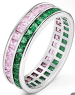 Green Emerald and Pink Sapphire Eternity Ring Rings Trendzio Jewelry 5 