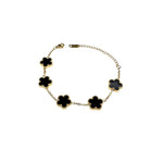 Kaitlin Black Flower Clover Gold Bracelet Bracelets Trendzio Jewelry 