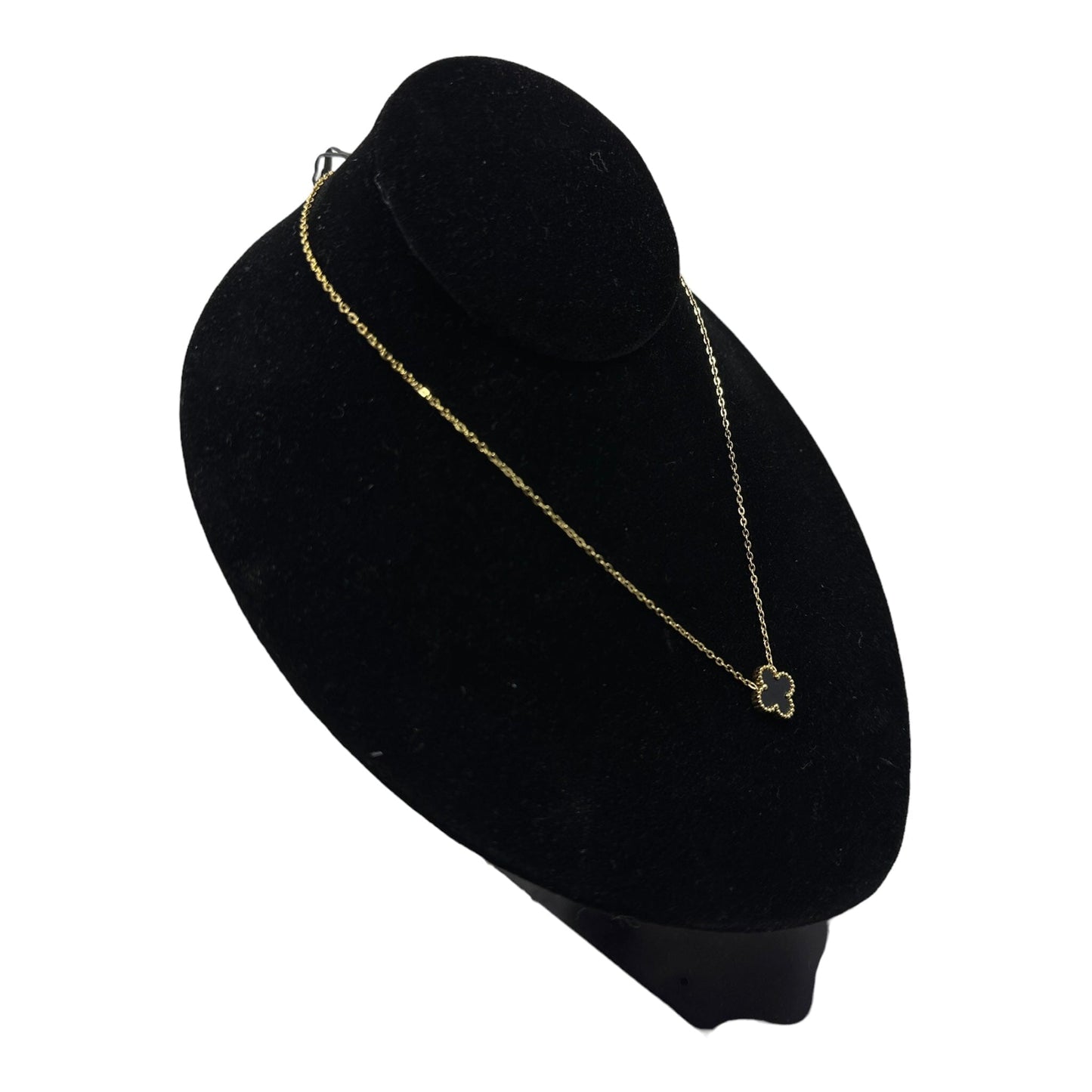 Kaitlin Clover Black Onyx Gold Necklace necklace Trendzio Jewelry 