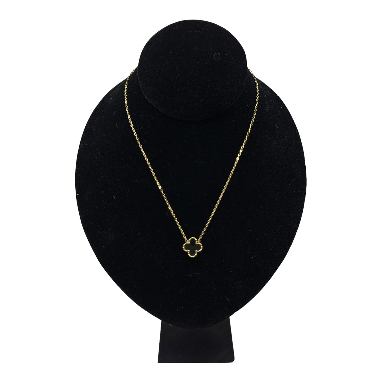 Kaitlin Clover Black Onyx Gold Necklace necklace Trendzio Jewelry 
