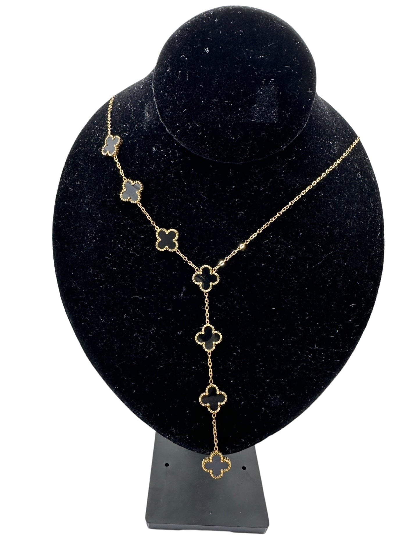 Kaitlin Clover Waterfall Green Gold Necklace necklace Trendzio Jewelry Black 