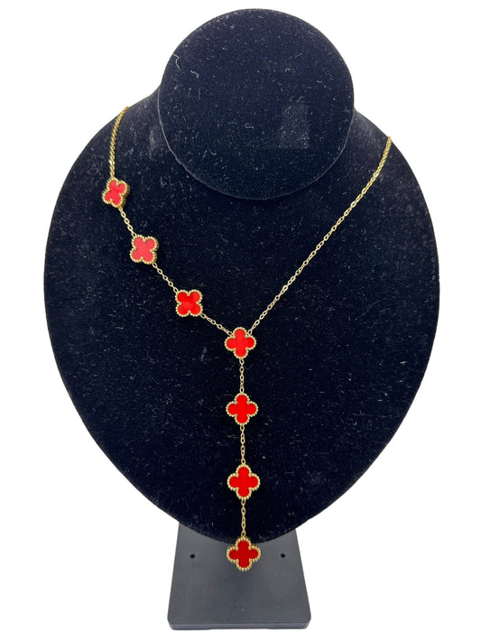 Kaitlin Clover Waterfall Red Gold Necklace necklace Trendzio Jewelry 