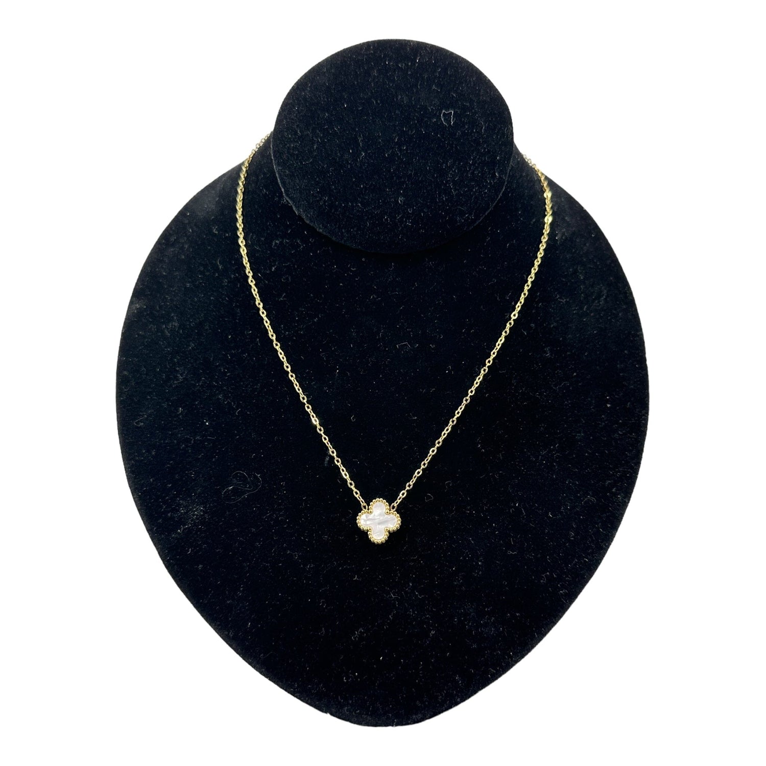 Kaitlin Clover White Pearl Gold Necklace necklace Trendzio Jewelry 