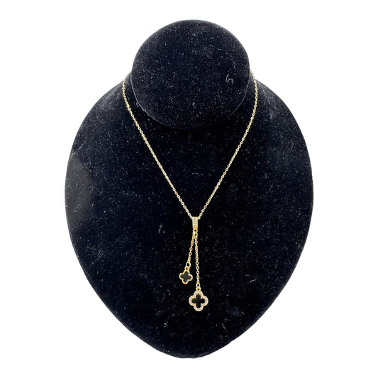 Kaitlin Double Drop Black Onyx Gold Necklace necklace Trendzio Jewelry 