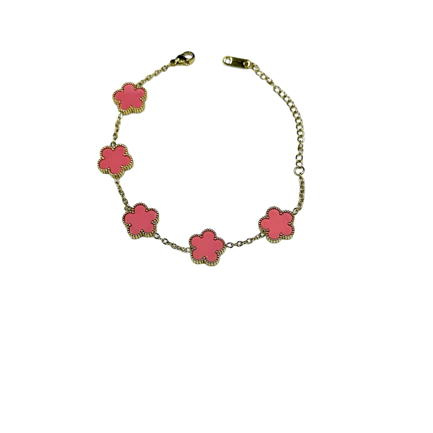 Kaitlin Flower Clover Pink Gold Bracelet Bracelets Trendzio Jewelry 