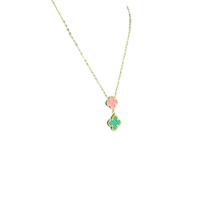 Kaitlin Pink and Green Drop Gold Necklace necklace Trendzio Jewelry 