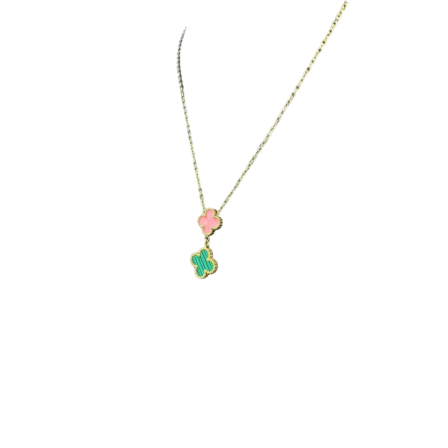 Kaitlin Pink and Green Drop Gold Necklace necklace Trendzio Jewelry 