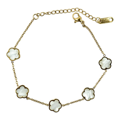 Kayla Flower Clover Gold Bracelet Bracelets Trendzio Jewelry Mother of Pearl 