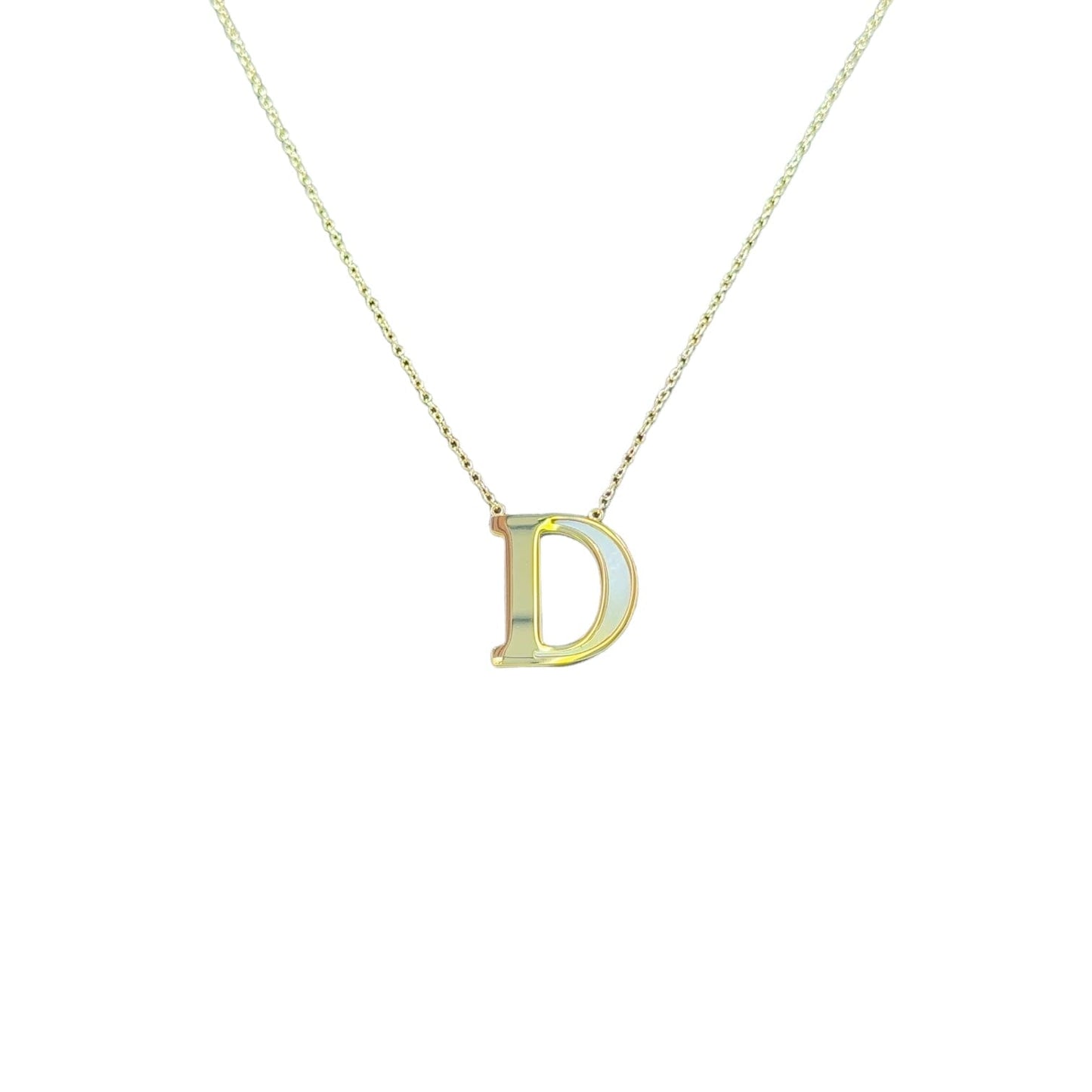 Mother of Pearl 18k Gold Initial Necklace Necklaces TRENDZIO D 