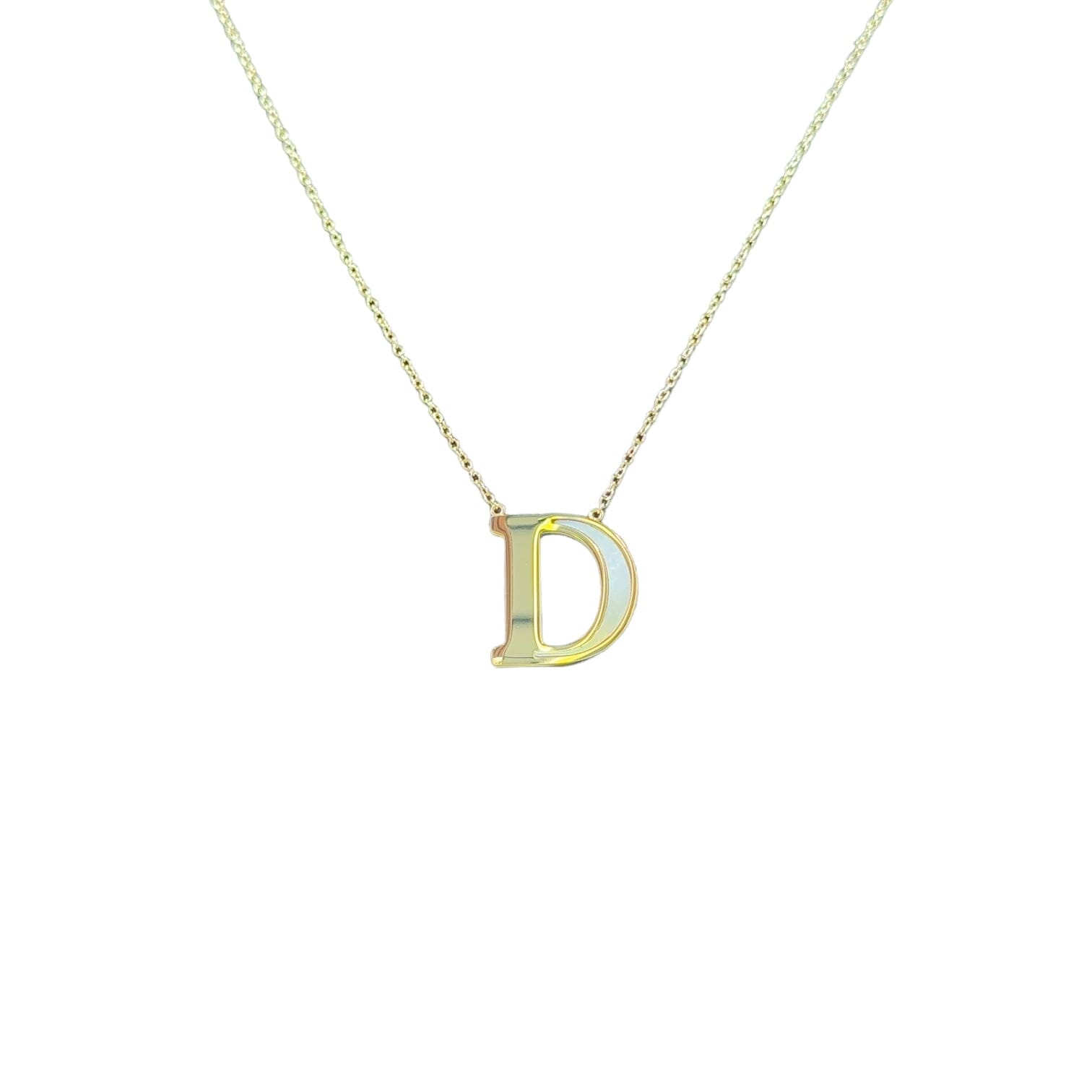 Mother of Pearl 18k Gold Initial Necklace Necklaces TRENDZIO D 