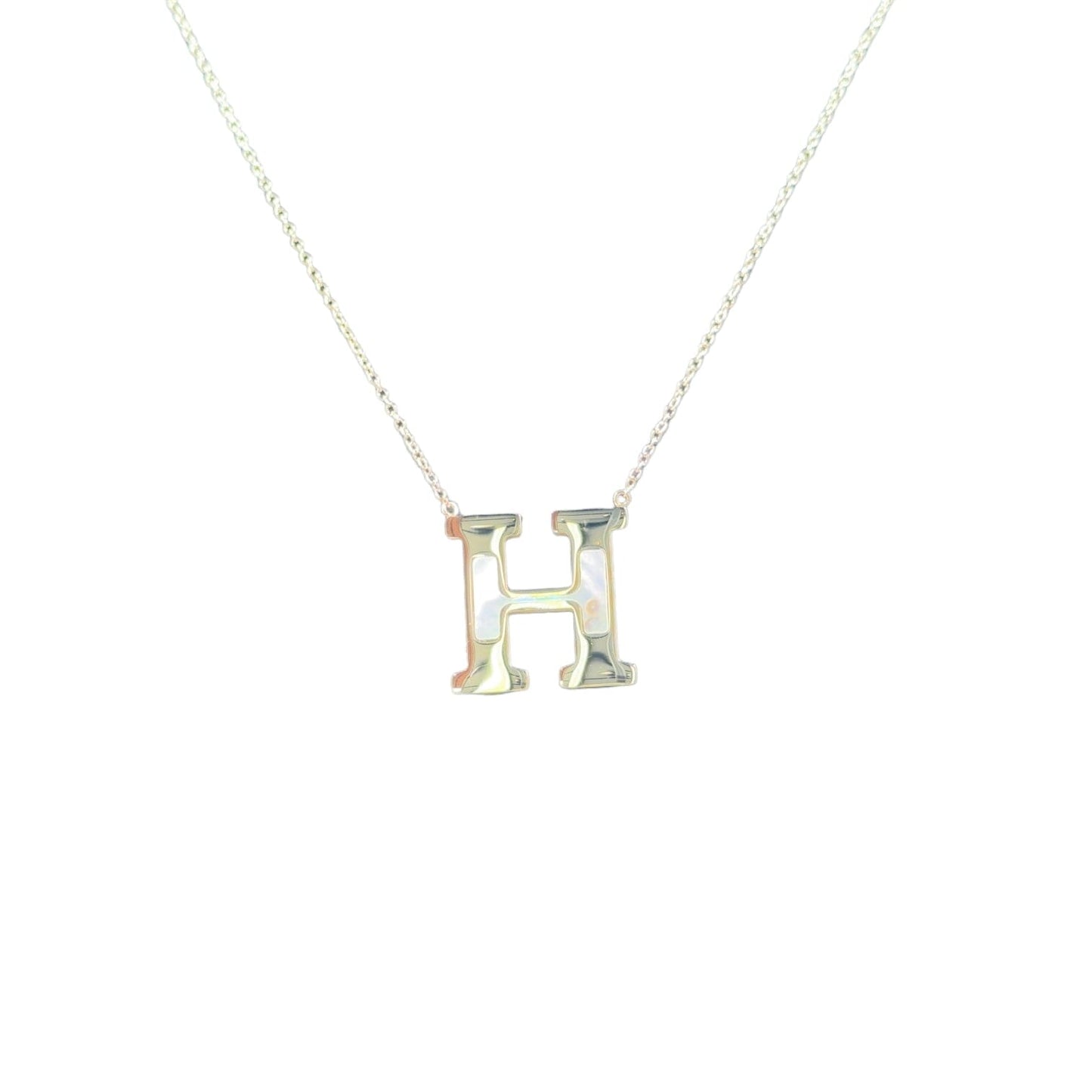 Mother of Pearl 18k Gold Initial Necklace Necklaces TRENDZIO H 