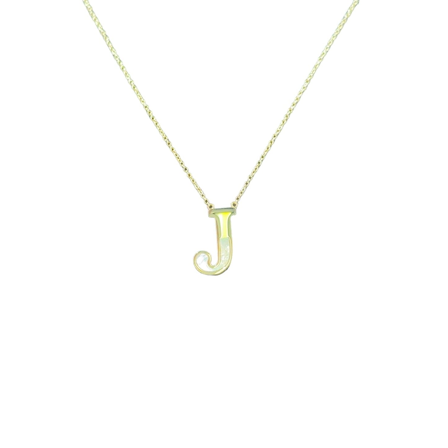 Mother of Pearl 18k Gold Initial Necklace Necklaces TRENDZIO J 