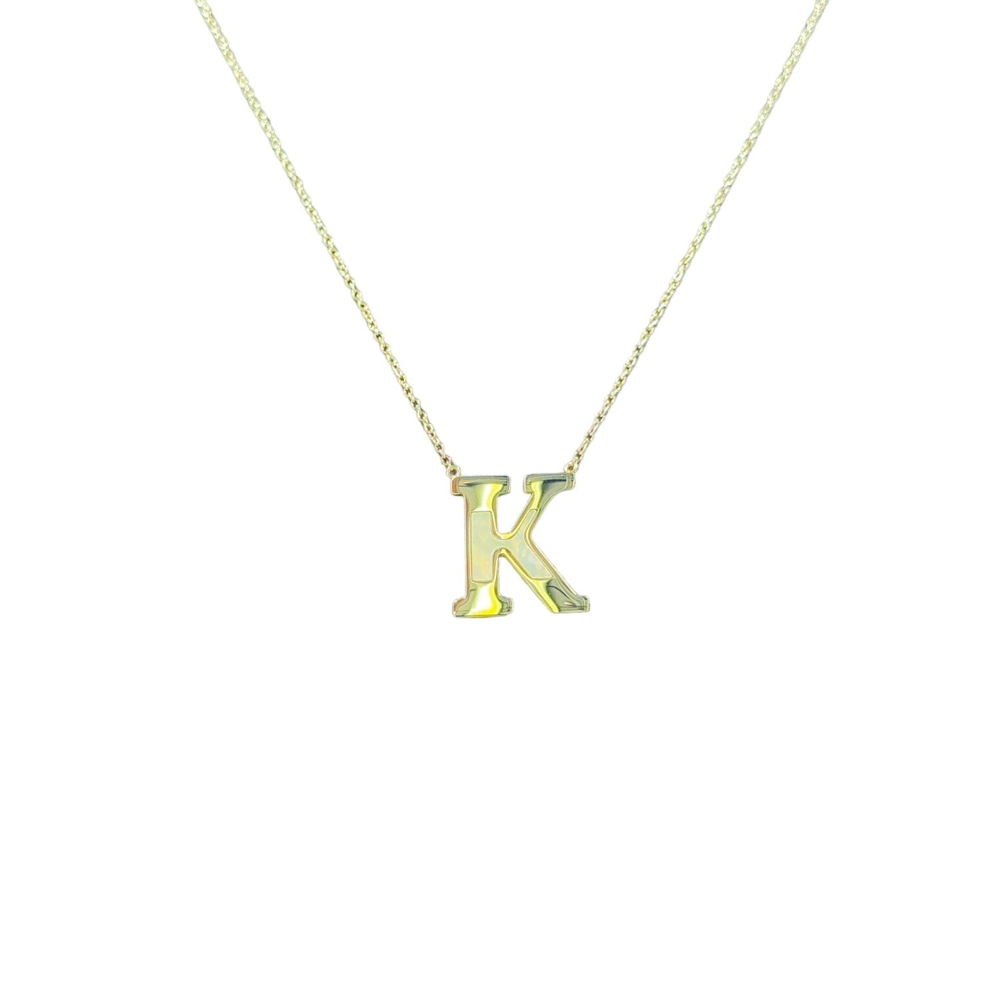 Mother of Pearl 18k Gold Initial Necklace Necklaces TRENDZIO K 