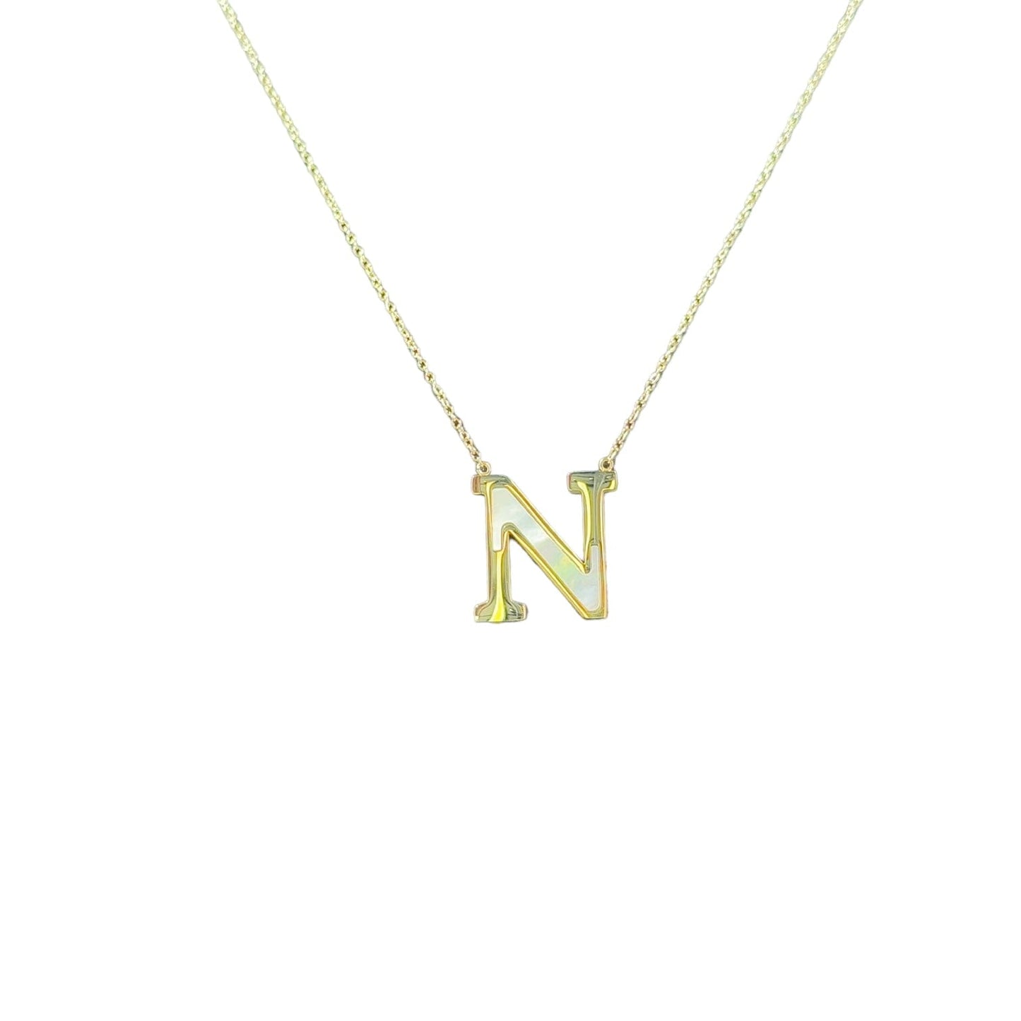 Mother of Pearl 18k Gold Initial Necklace Necklaces TRENDZIO N 