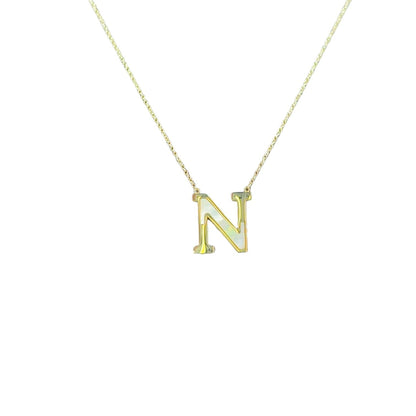 Mother of Pearl 18k Gold Initial Necklace Necklaces TRENDZIO N 