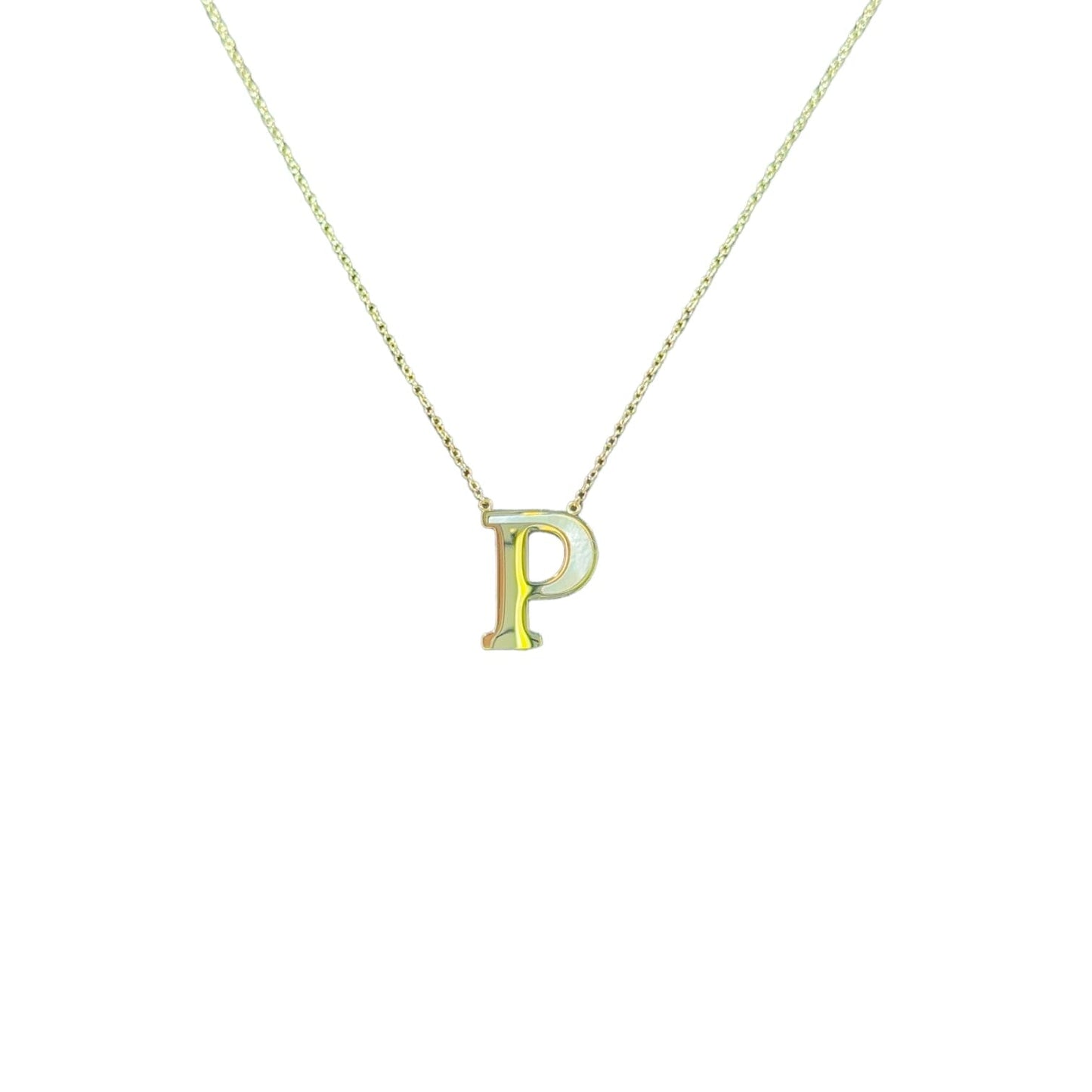 Mother of Pearl 18k Gold Initial Necklace Necklaces TRENDZIO P 