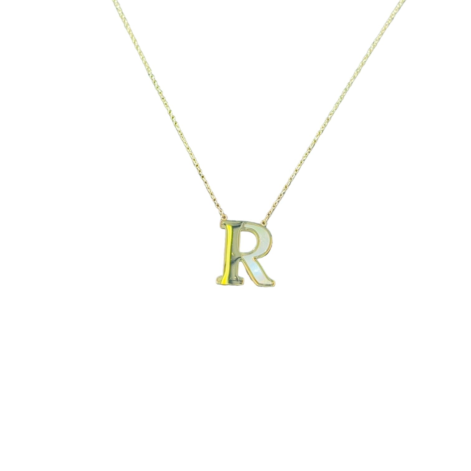 Mother of Pearl 18k Gold Initial Necklace Necklaces TRENDZIO R 