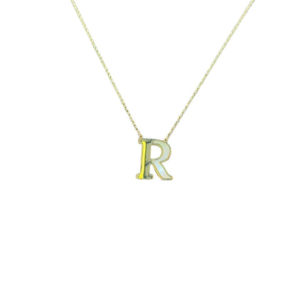 Mother of Pearl 18k Gold Initial Necklace Necklaces TRENDZIO R 