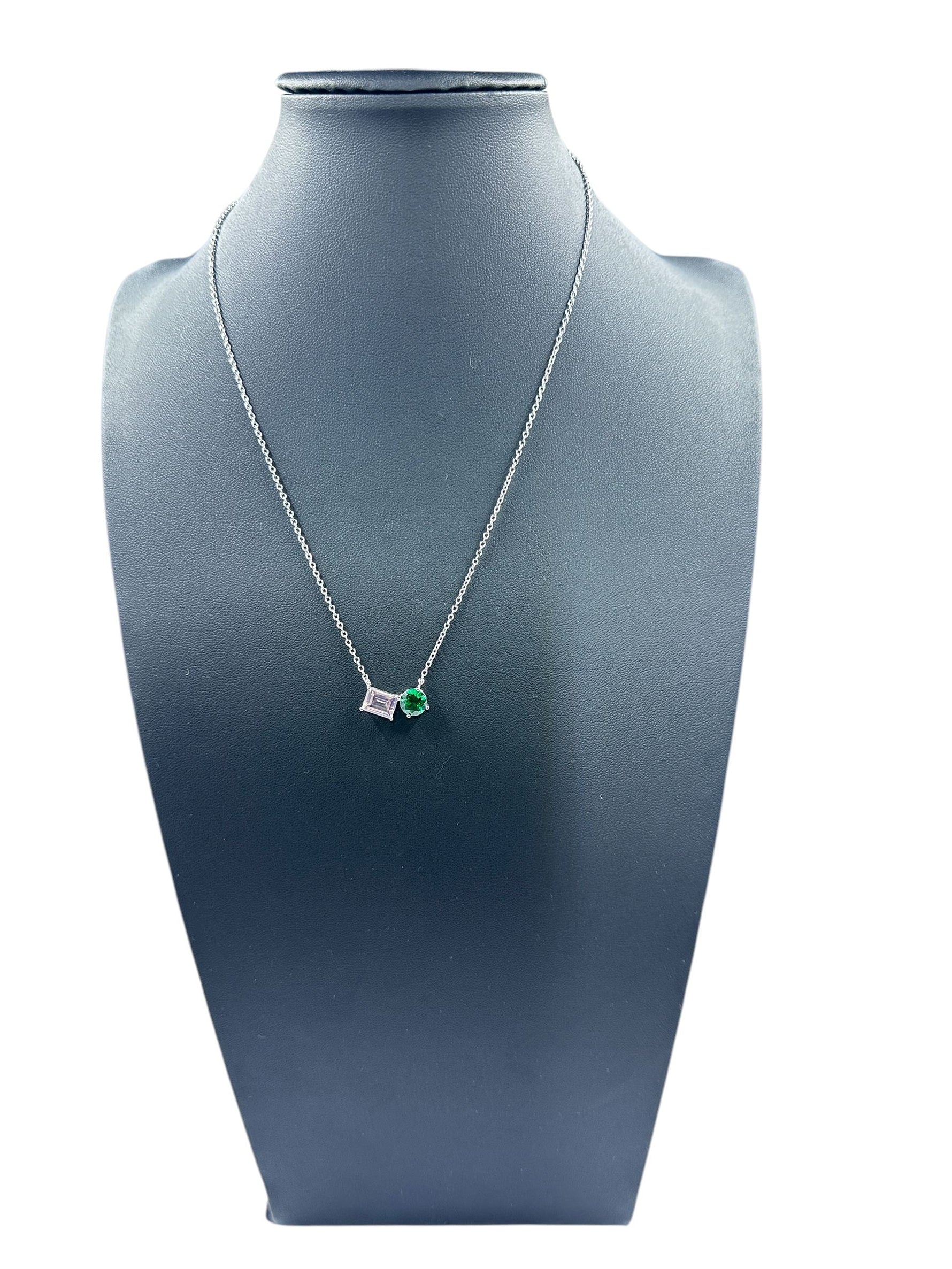 Pink and Green Double Stone Necklace Necklaces Trendzio Jewelry 