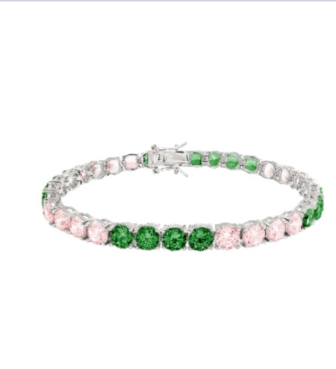 Pink and Green Round Cut Bracelet Bracelets Trendzio Jewelry 7 