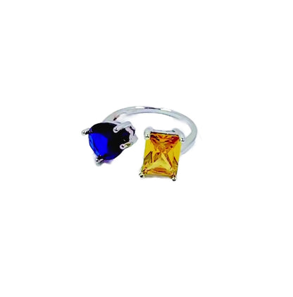 Blue and Yellow Double Stone Ring