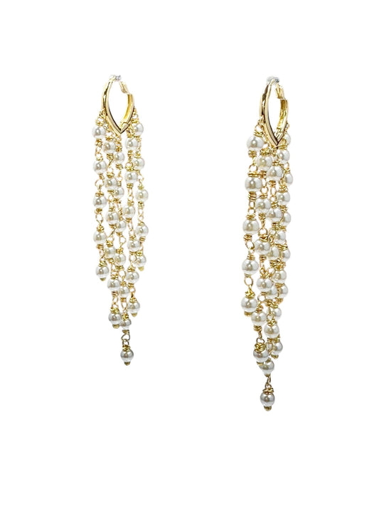 Rice Pearl Gold Tassel Drop Earrings Bracelets Trendzio Jewelry 