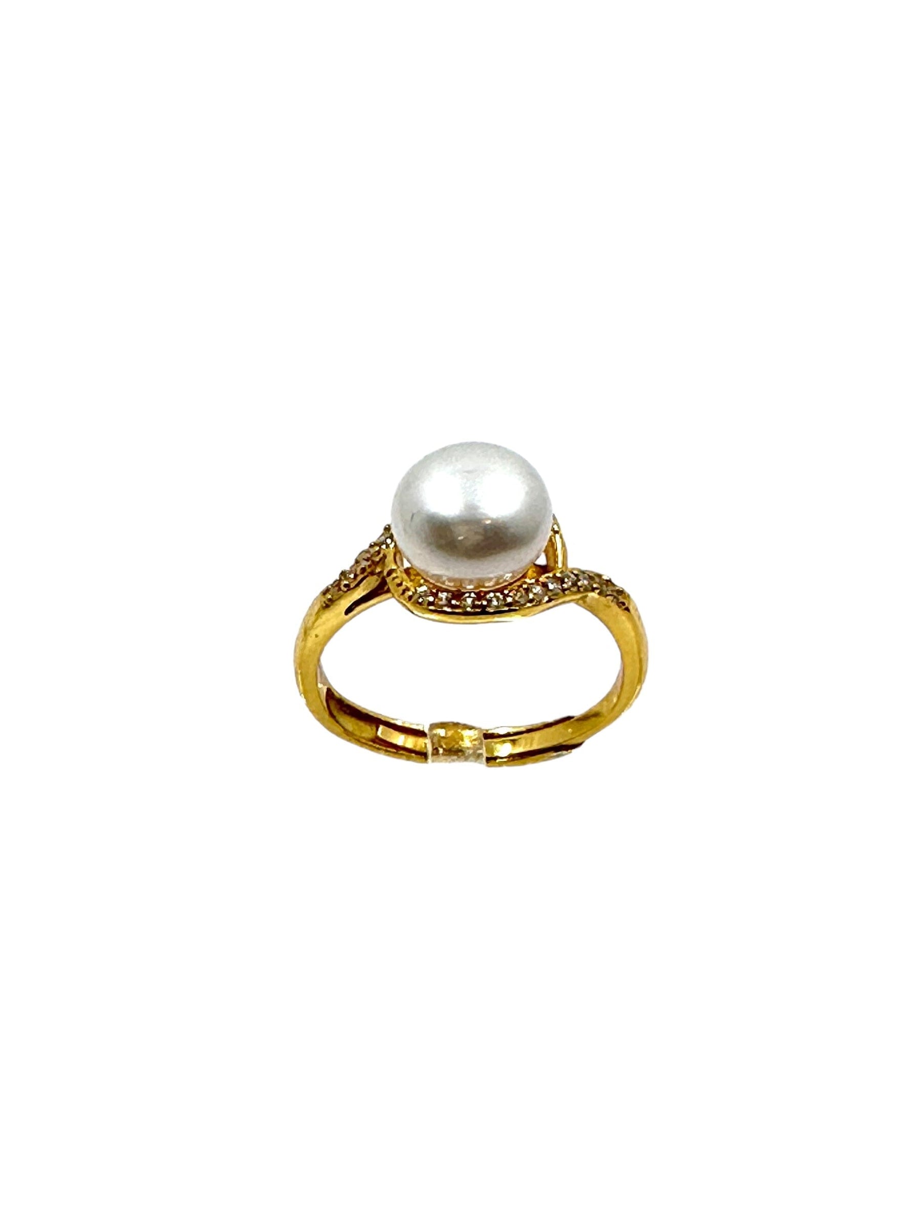 Sterling Silver 18k Gold plated 8mm Cultured Freshwater Pearl Ring Rings Trendzio Jewelry 