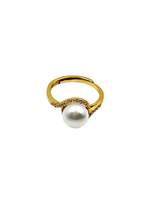 Sterling Silver 18k Gold plated 8mm Cultured Freshwater Pearl Ring Rings Trendzio Jewelry 