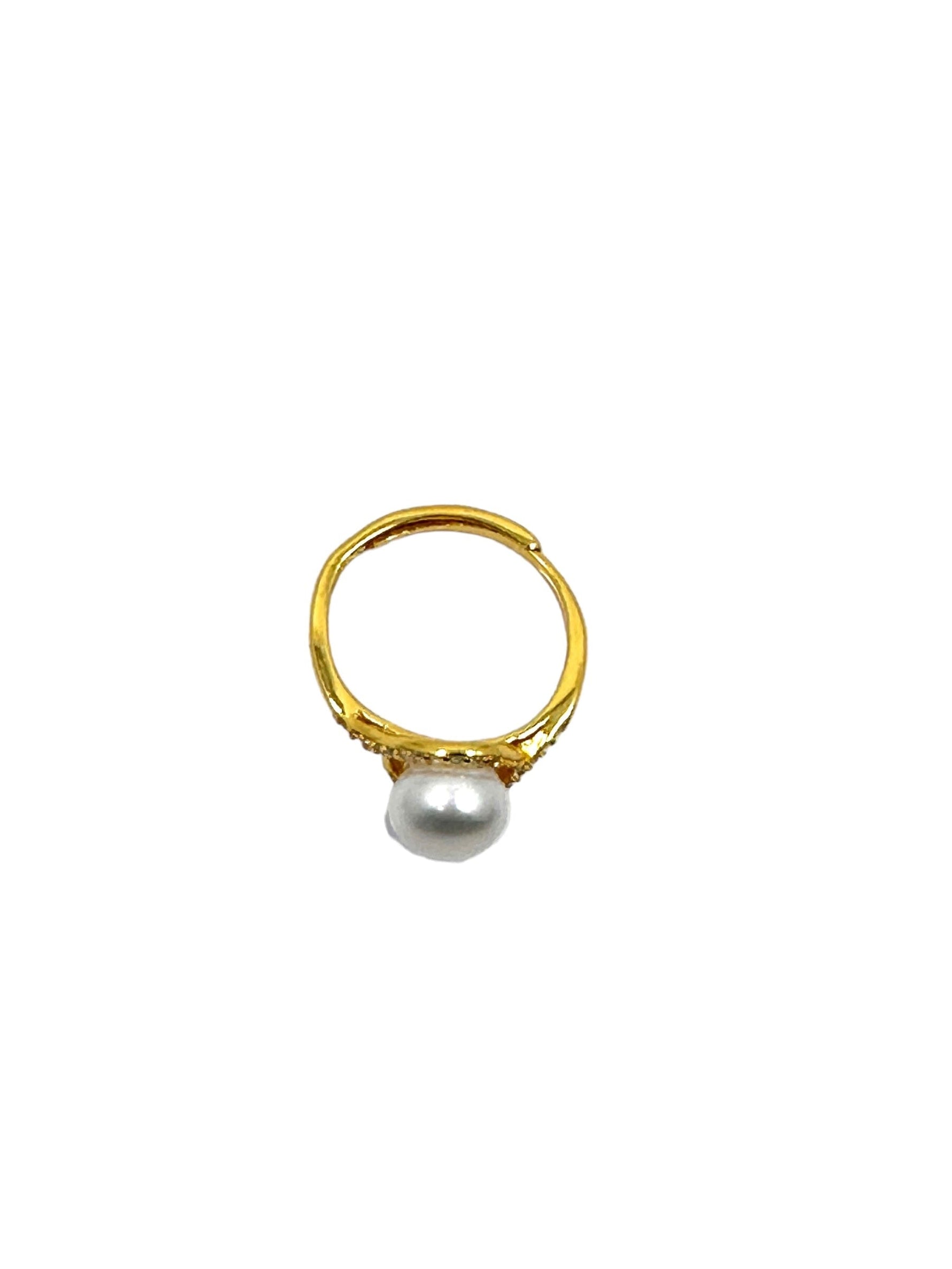 Sterling Silver 18k Gold plated 8mm Cultured Freshwater Pearl Ring Rings Trendzio Jewelry 