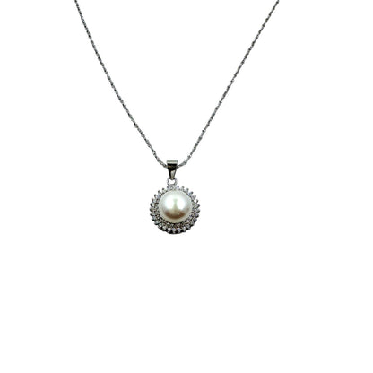 Sterling Silver Cultured Freshwater White Pearl Necklace Necklaces TRENDZIO 