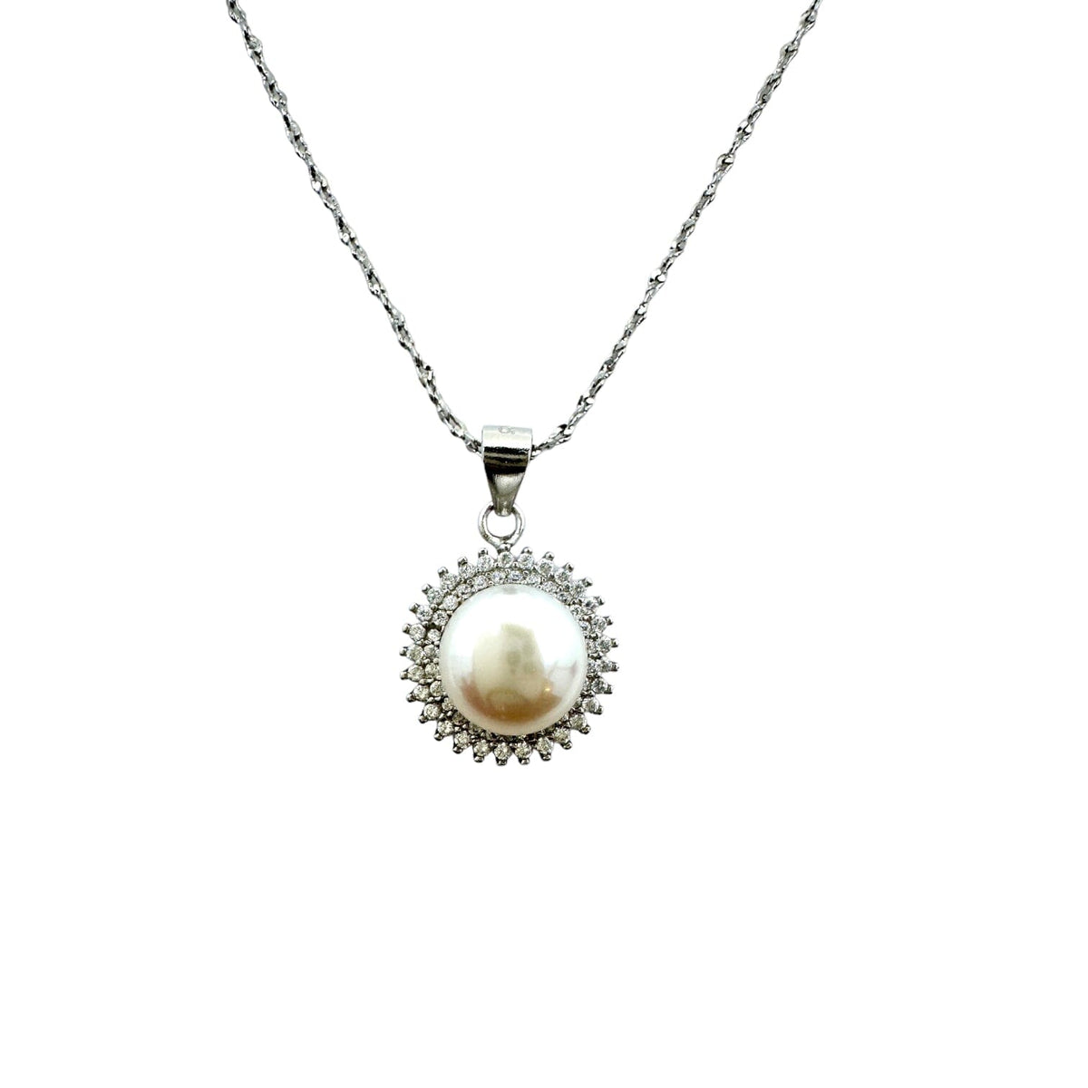 Sterling Silver Cultured Freshwater White Pearl Necklace Necklaces TRENDZIO 