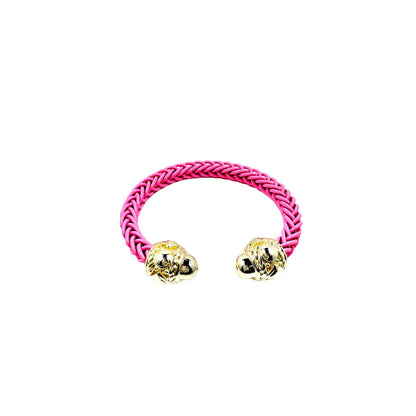 Tessa Braided Bangle Cable Gold Tip Bracelet Bracelets TRENDZIO Pink 