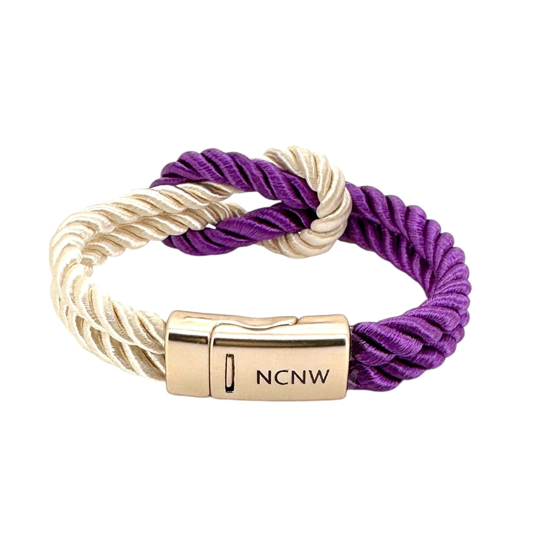 The Original Love Knot Satin Rope Bracelet- Purple and White Bracelets Trendzio Jewelry Engraved NCNW 