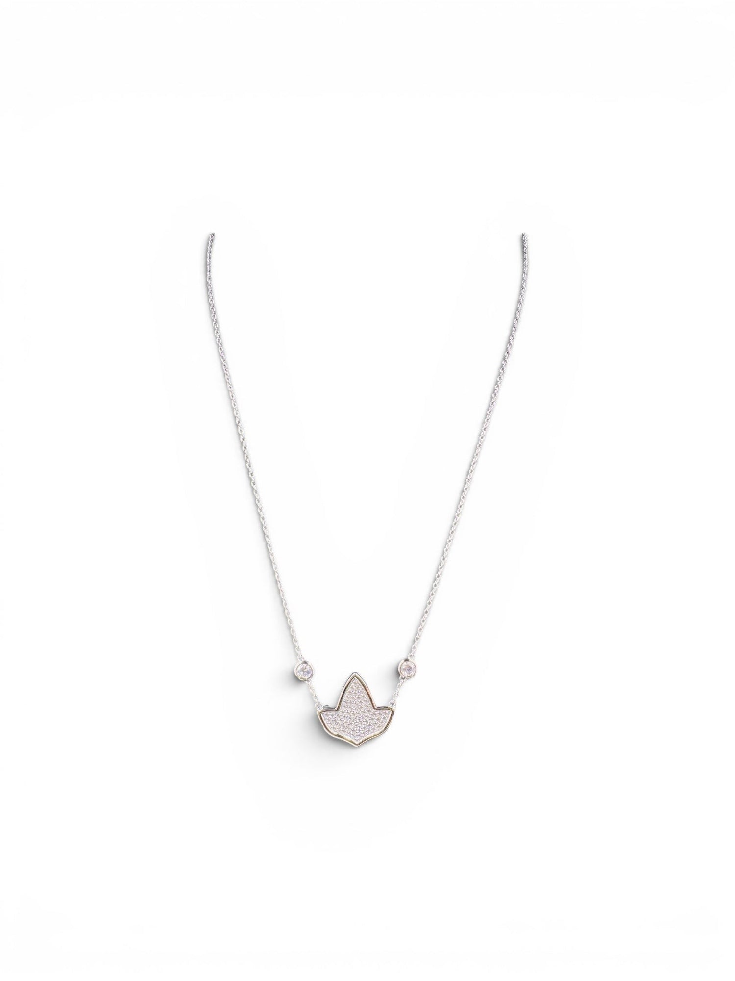 Trendzio Jewelry sterling silver AKA ivy leaf necklace with cubic zirconia accents on a delicate chain.