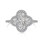 Trendzio Jewelry sterling silver clover ring featuring sparkling CZ diamonds in a halo setting.