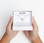 Trendzio Jewelry gold star pendant necklace with Mother of Pearl inlay in a gift box with a heartfelt message for Mom