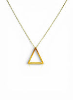 Trendzio Jewelry gold minimalist geometric triangle pendant necklace on a delicate chain.
