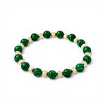 Trendzio Jewelry Harper stretch bracelet with green malachite beads and gold accent beads.