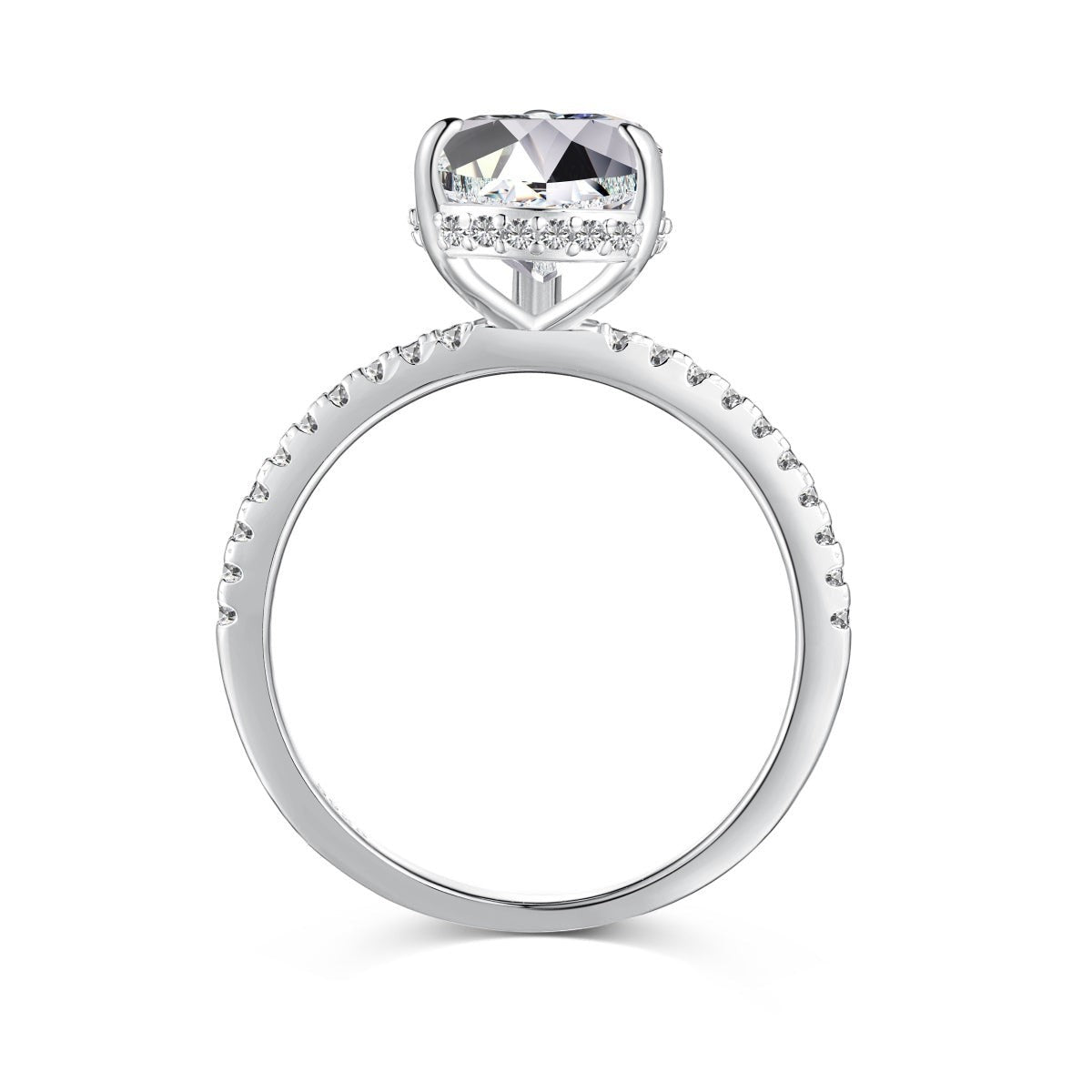 Trendzio Jewelry Lolo sterling silver ring with a large cushion-cut CZ diamond and pavé band