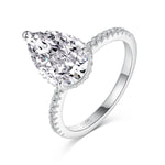 Trendzio Jewelry Lolo sterling silver ring featuring a pear-cut cubic zirconia stone and pavé band