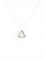 Trendzio Jewelry minimalist open triangle pendant necklace in gold on a delicate chain.