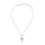 Trendzio Jewelry sterling silver cross necklace featuring sparkling moissanite diamonds and a rhodium-plated finish.