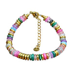 Trendzio Jewelry multi-color stone bracelet featuring vibrant jade beads and gold-tone spacers with adjustable chain.