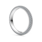 Trendzio Jewelry Nola sterling silver ring featuring three rows of sparkling moissanite stones in a pavé setting.