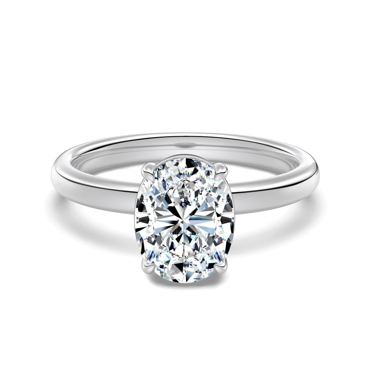 Trendzio Jewelry Sloane oval moissanite ring in sterling silver with a classic solitaire setting.