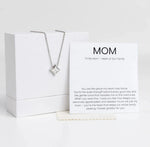 Trendzio Jewelry star pendant necklace with mother of pearl inlay and heartfelt message card for mom in gift box.
