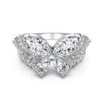 Trendzio Jewelry Veda butterfly statement ring in sterling silver with sparkling marquise and pear-cut CZ stones.