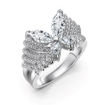 Trendzio Jewelry Veda sterling silver butterfly ring featuring marquise-cut CZ stones and pavé detailing.