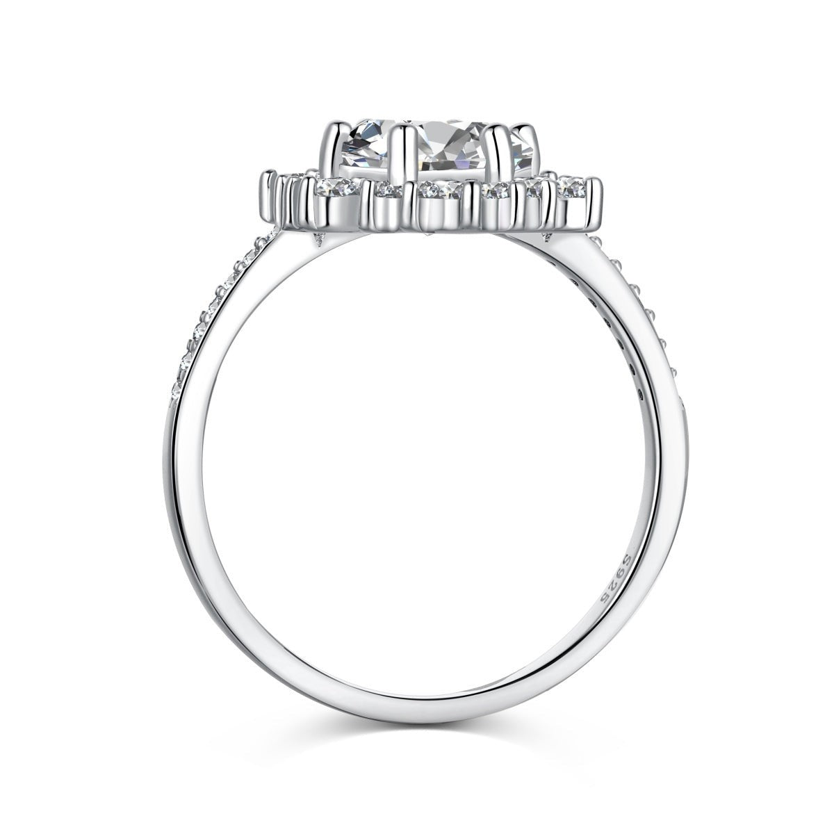 Trendzio Jewelry Veda sterling silver ring with a sparkling halo CZ diamond setting and delicate band details.